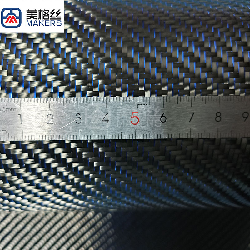 3k240gsm twill weave China/Toray yarn metallic blue carbon fiber fabric