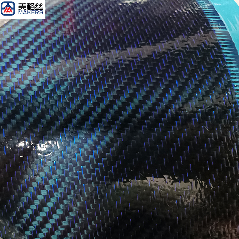 3K 240gsm twill weave metallic blue carbon fiber fabric prepreg cloth China factory carbon fiber supplier