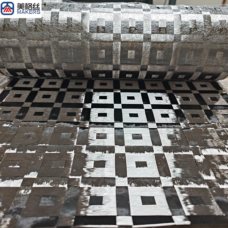 12K 回 pattern formed/stabilized spread tow carbon fiber fabric dry carbon fiber cloth manufacturers Woven Cloth