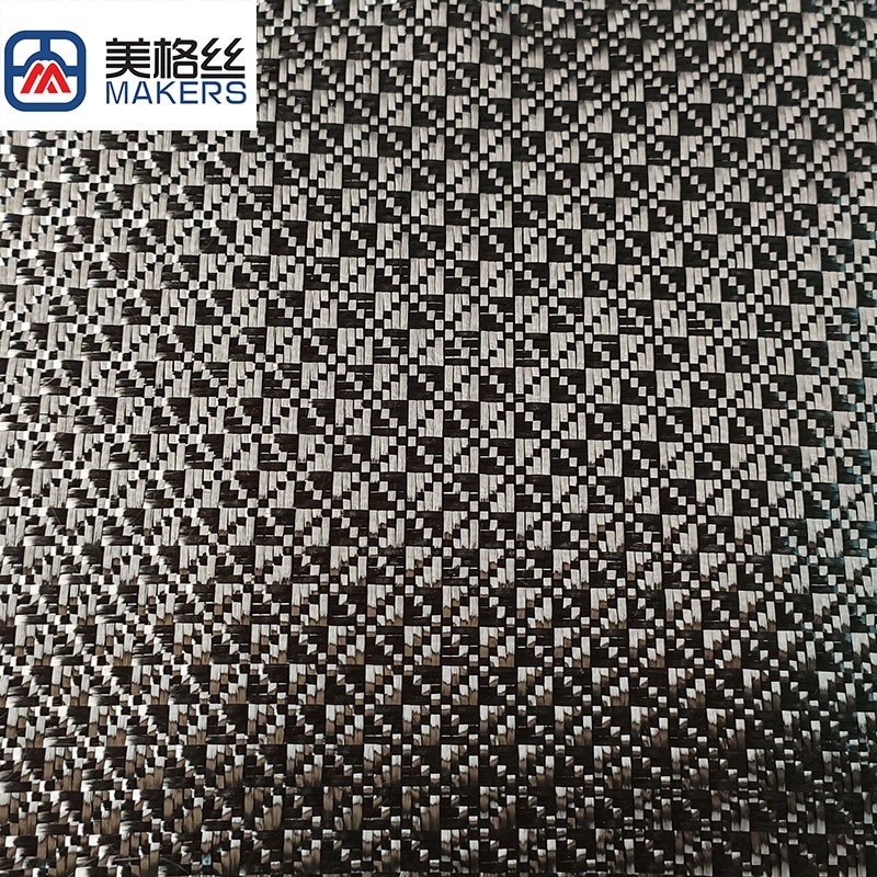 3k 240g floral pattern jacquard carbon fiber fabric in black