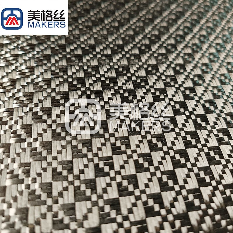 3k 240g floral pattern jacquard carbon fiber fabric in black