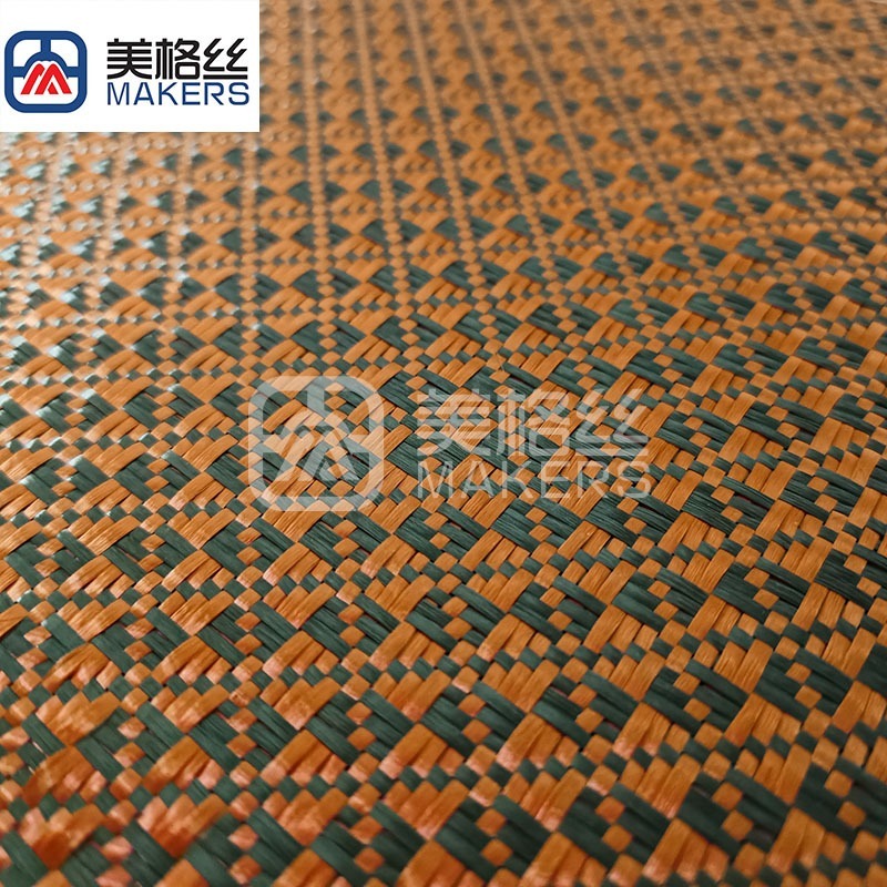 3k 240g floral pattern jacquard carbon fiber aramid kevlar hybrid fabric in orange