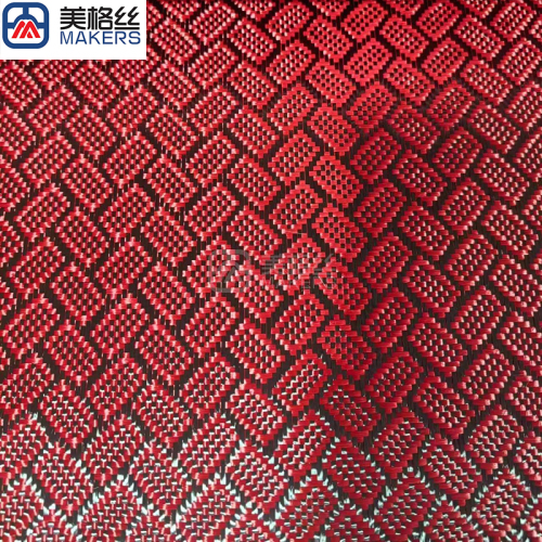 3k 240gsm cookies pattern jacquard red carbon fiber aramid kevlar hybrid fabric dry carbon fiber cloth real carbon fibre