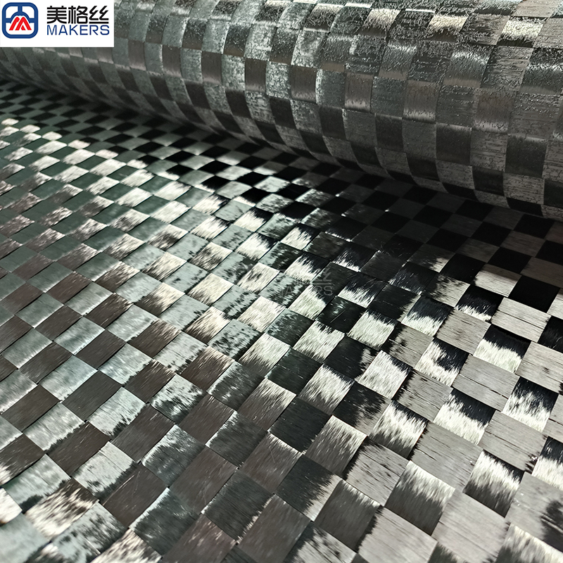 12K 100gsm plain 20x20mm formed/stabilized spread tow carbon fiber fabric T700 single-sided hot melt carbon fiber cloth