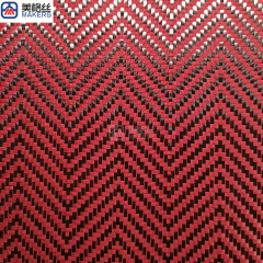 3k 240gsm wavy pattern red carbon fiber fabric jacquard carbon fiber cloth aramid kelvar hybrid unique woven pattern