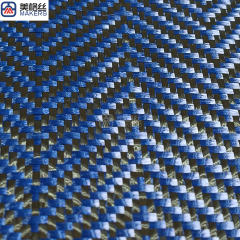 3k 240gsm wavy pattern blue carbon fiber fabric jacquard carbon fiber cloth aramid kelvar hybrid unique woven pattern