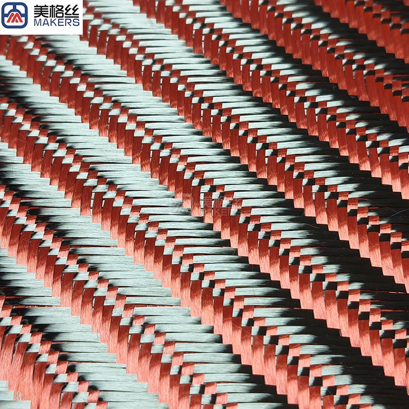 3k 240gsm braid & twill pattern red carbon fiber fabric jacquard carbon fiber cloth aramid kelvar hybrid unique woven pattern