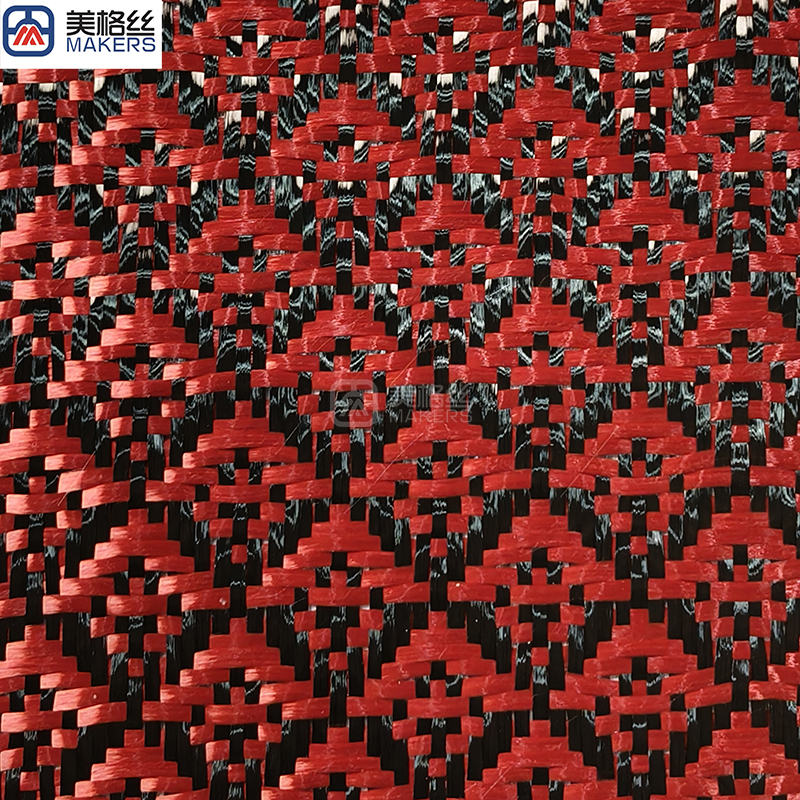 3k 240gsm stamen pattern red carbon fiber fabric jacquard carbon fiber cloth aramid kelvar hybrid unique woven pattern