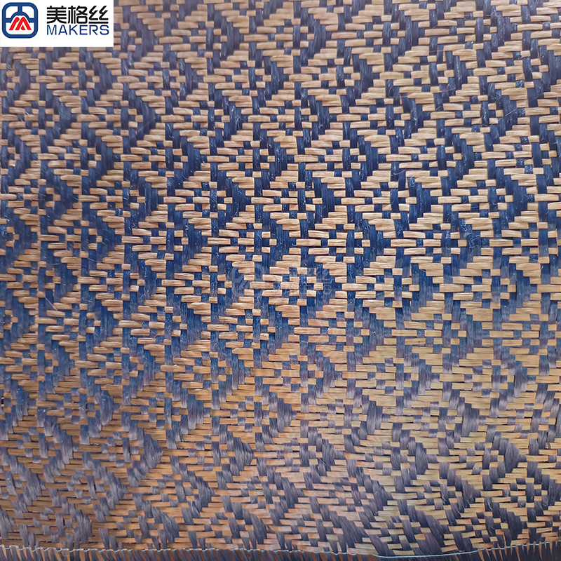 3k 240gsm stamen pattern blue carbon fiber fabric jacquard carbon fiber cloth aramid kelvar hybrid unique woven pattern