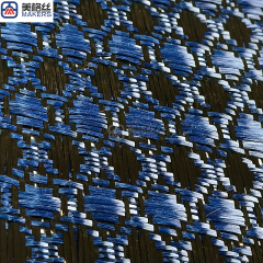 3k 240gsm cat's eye pattern jacquard carbon fiber/kevlar hybrid fabric in blue