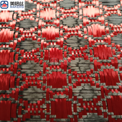 3k 240gsm cat's eye pattern jacquard carbon fiber/kevlar hybrid fabric in red