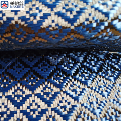 3k 240gsm stamen pattern blue carbon fiber fabric jacquard carbon fiber cloth aramid kelvar hybrid unique woven pattern
