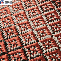 3k 240gsm stamen pattern red carbon fiber fabric jacquard carbon fiber cloth aramid kelvar hybrid unique woven pattern