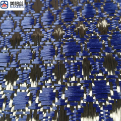 3k 240gsm cat's eye pattern jacquard carbon fiber/kevlar hybrid fabric in blue