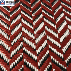 3k 240gsm wicker pattern jacquard carbon fiber/kevlar hybrid fabric in red
