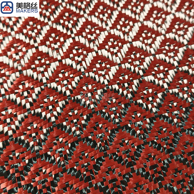 3k 240gsm stamen pattern red carbon fiber fabric jacquard carbon fiber cloth aramid kelvar hybrid unique woven pattern