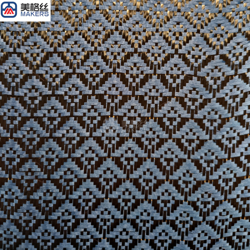 3k 240gsm stamen pattern blue carbon fiber fabric jacquard carbon fiber cloth aramid kelvar hybrid unique woven pattern