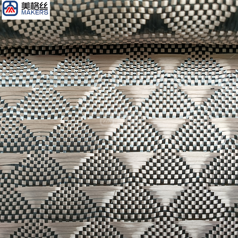 3K 240gsm golden triangle pattern jacquard carbon fiber fabric kevlar hybrid cloth unique pattern phone case