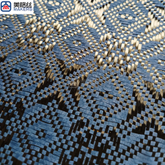 3k 240gsm rose pattern jacquard carbon fiber/kevlar hybrid fabric in blue