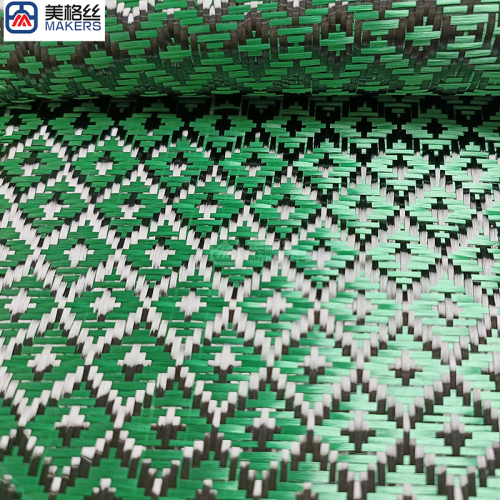 3k 240gsm hydrant pattern jacquard carbon fiber/kevlar hybrid fabric in green