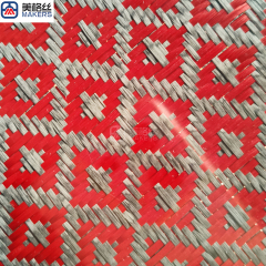 3k 240gsm hydrant pattern jacquard carbon fiber/kevlar hybrid fabric in red