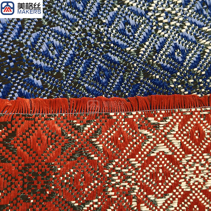 3k 240gsm rose pattern jacquard carbon fiber/kevlar hybrid fabric in red