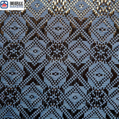 3k 240gsm rose pattern jacquard carbon fiber/kevlar hybrid fabric in blue