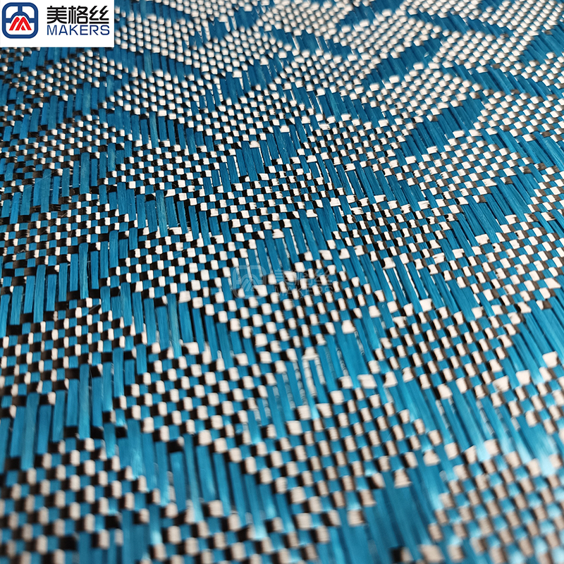 high performance 3k 240gsm hammer pattern blue carbon fiber fabric jacquard carbon fibre cloth roll unique pattern