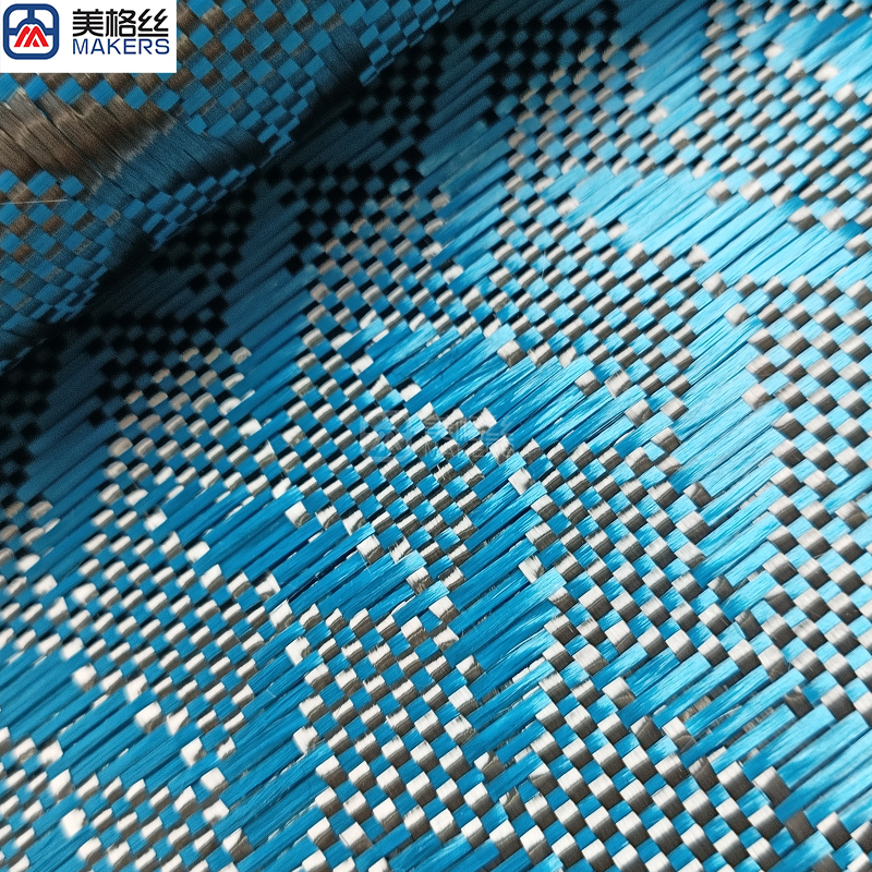 high performance 3k 240gsm hammer pattern blue carbon fiber fabric jacquard carbon fibre cloth roll unique pattern