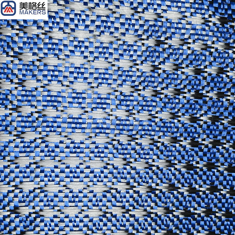 flexible 3k 240gsm real Rolls-Royce pattern blue jacquard carbon fiber/aramid kevlar hybrid woven fabric