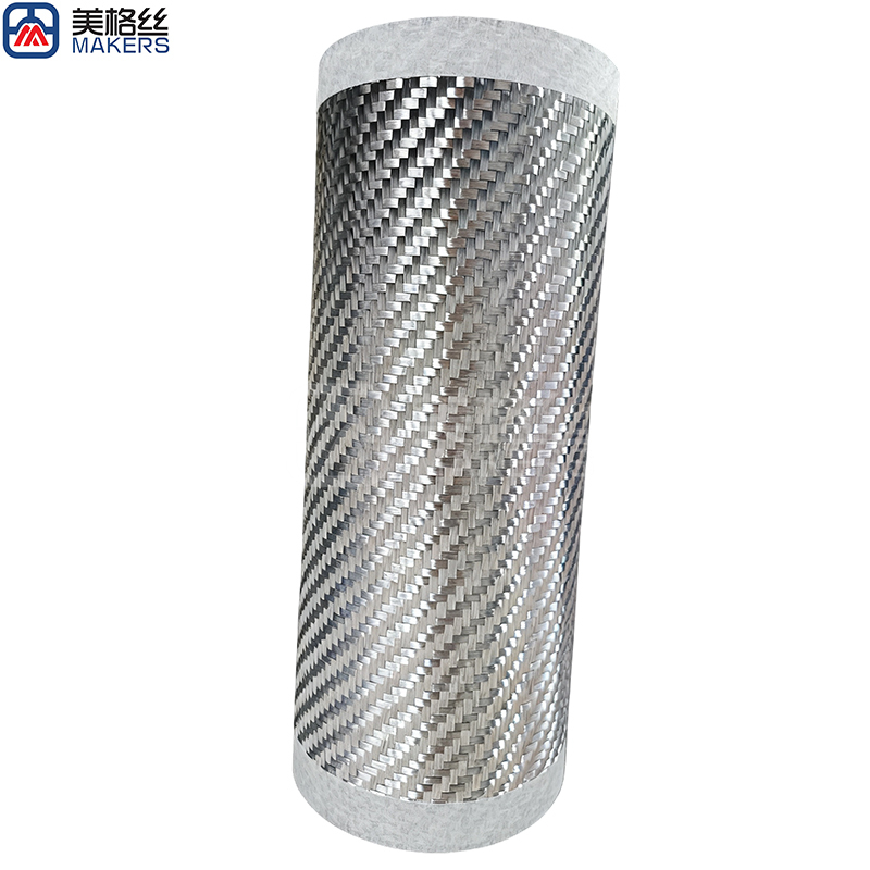 3k 200gsm twill woven silver Electroplated carbon fiber fabric CF cloth