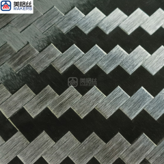 customized thickness 24K 200gsm twill Electronplated Spread Tow Carbon Fiber Fabric Hybrid Silver and Black carbon fiber sheet/plate