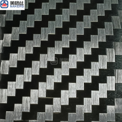 customized thickness 24K 200gsm twill Electronplated Spread Tow Carbon Fiber Fabric Hybrid Silver and Black carbon fiber sheet/plate