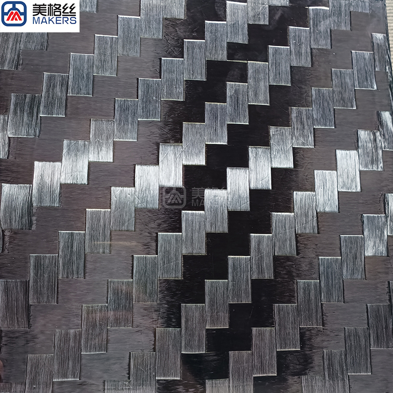customized thickness 24K 200gsm twill Electronplated Spread Tow Carbon Fiber Fabric Hybrid Silver and Black carbon fiber sheet/plate