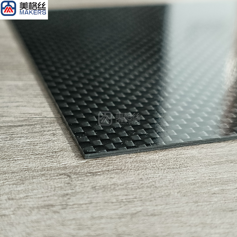 custom glossy finished plain weave carbon fiber sheet/plate 1mm thick