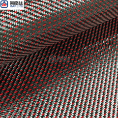 3K 200gsm 3+1 red&black hybrid carbon fiber fabric