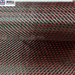 3K 200gsm 3+1 red&black hybrid carbon fiber fabric