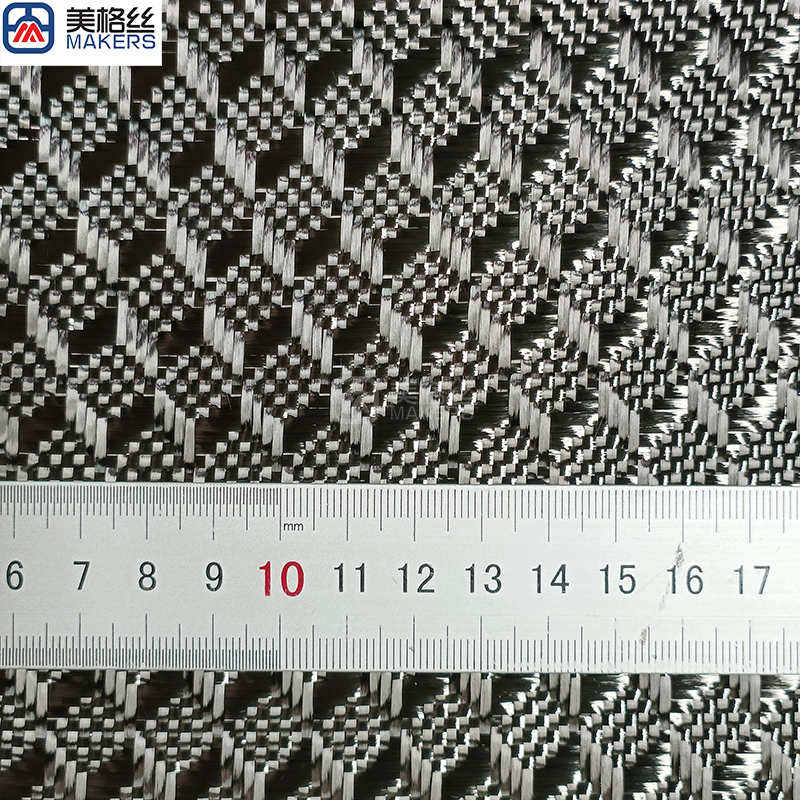 New 3K 240gsm Mini 3D cube pattern jacquard carbon fiber fabric