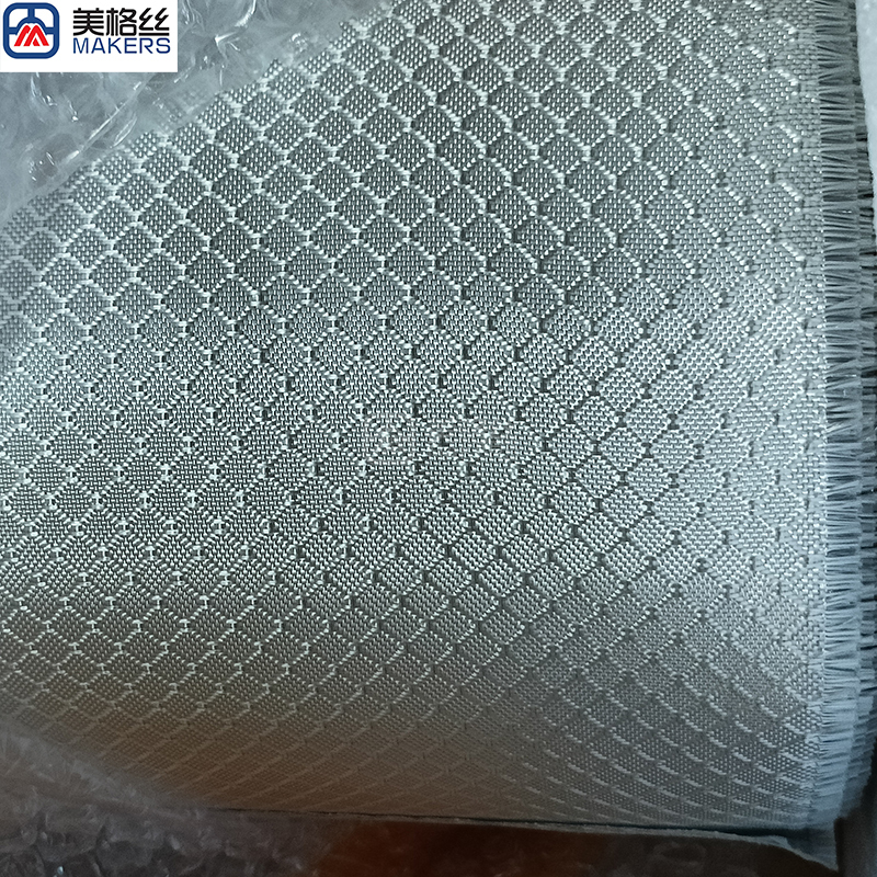 3K 220gsm diamond pattern electroplated fiberglass fabric in silver