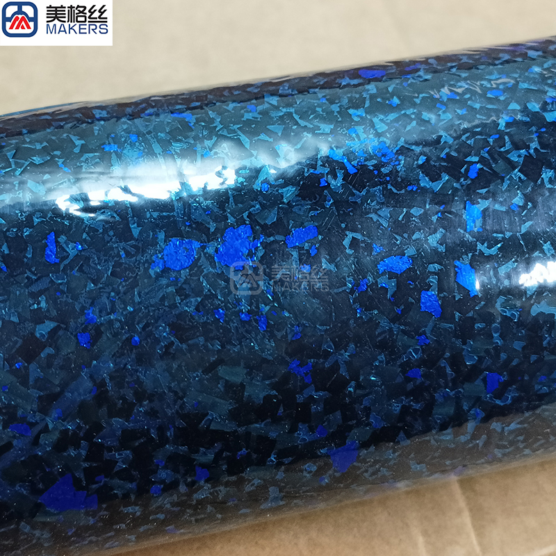 forged carbon fiber prepreg with blue flakes