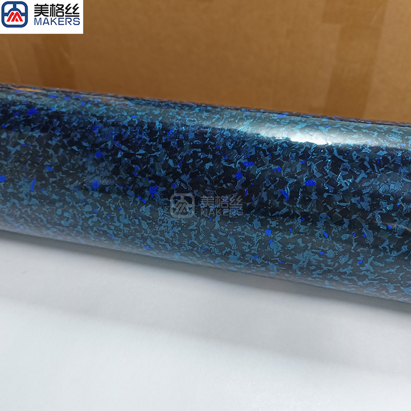 forged carbon fiber prepreg with blue flakes