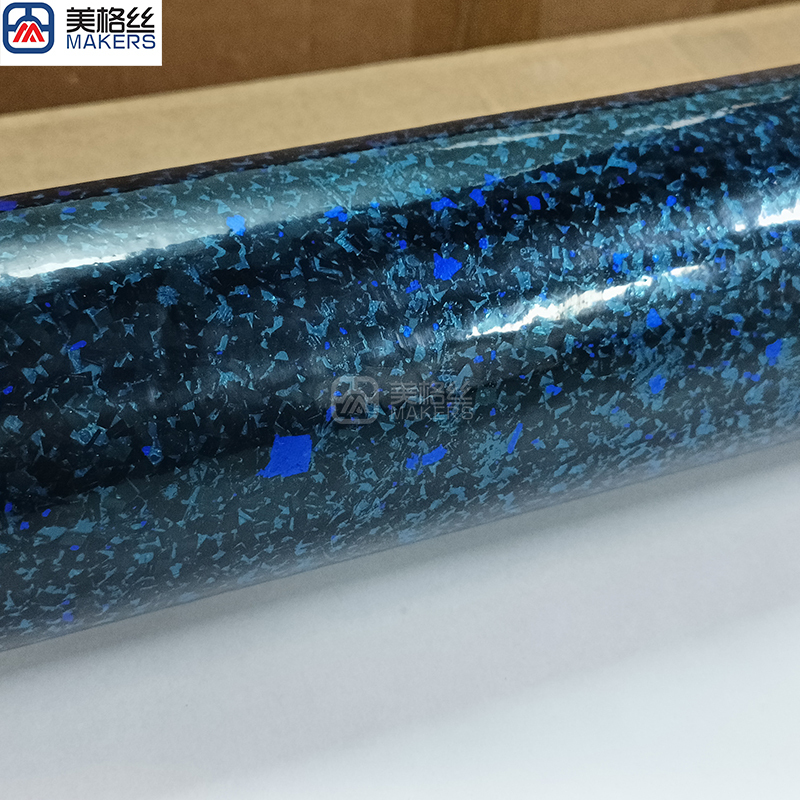 forged carbon fiber prepreg with blue flakes