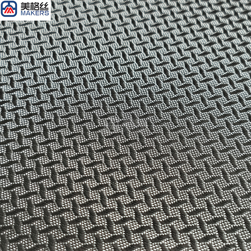 Silver fiberglass cloth close-up