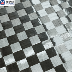 New launch low weight 100gsm plain | 16x16 black/silver eletroplated hybrid spread tow carbon fiber fabric