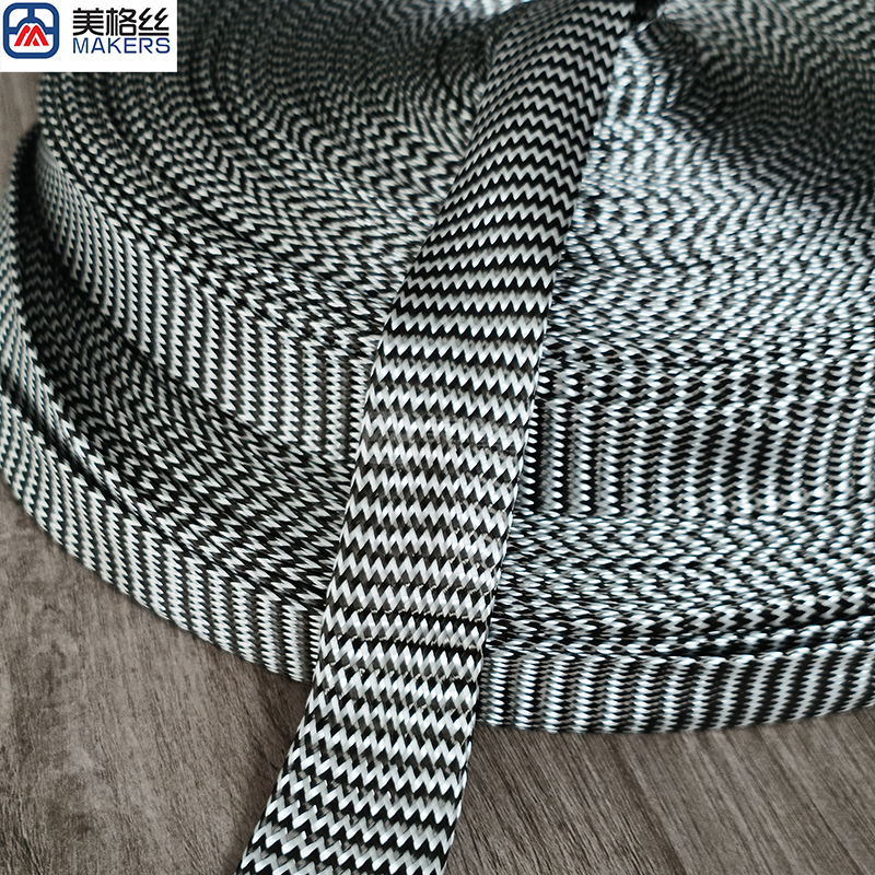 30mm 3K Carbon Fiber Fiberglass Hybrid Braided Sleeve Expandable