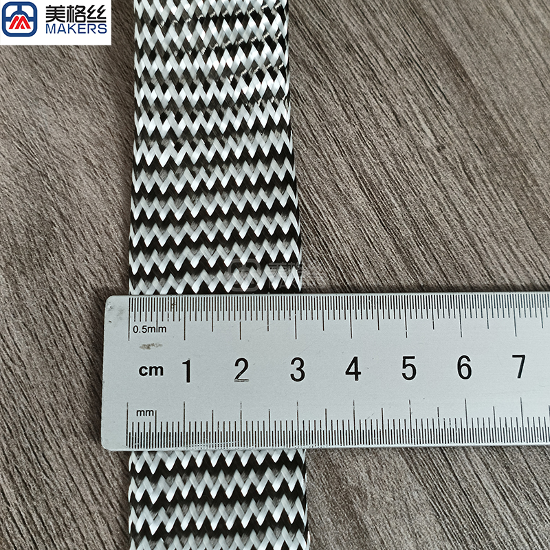 30mm 3K Carbon Fiber Fiberglass Hybrid Braided Sleeve Expandable