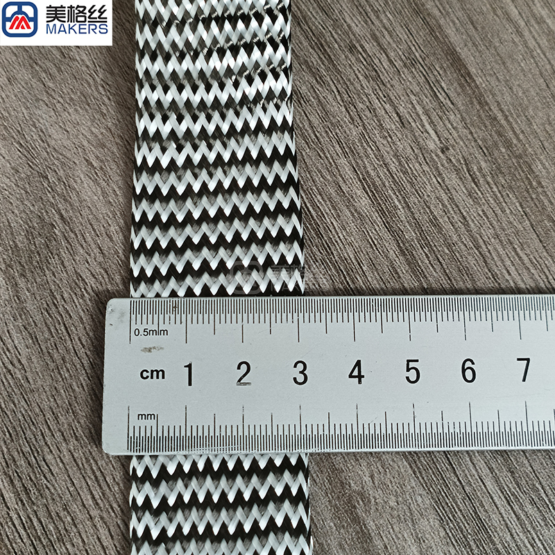 30mm 3K Carbon Fiber Fiberglass Hybrid Braided Sleeve Expandable