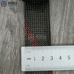 30mm black/three red stripes Carbon Fiber Braided Sleeve Expandable