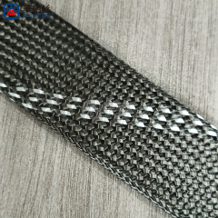 30mm black/three white stripes Carbon Fiber Braided Sleeve Expandable