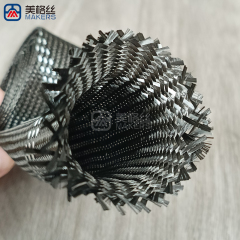 30mm black/three white stripes Carbon Fiber Braided Sleeve Expandable